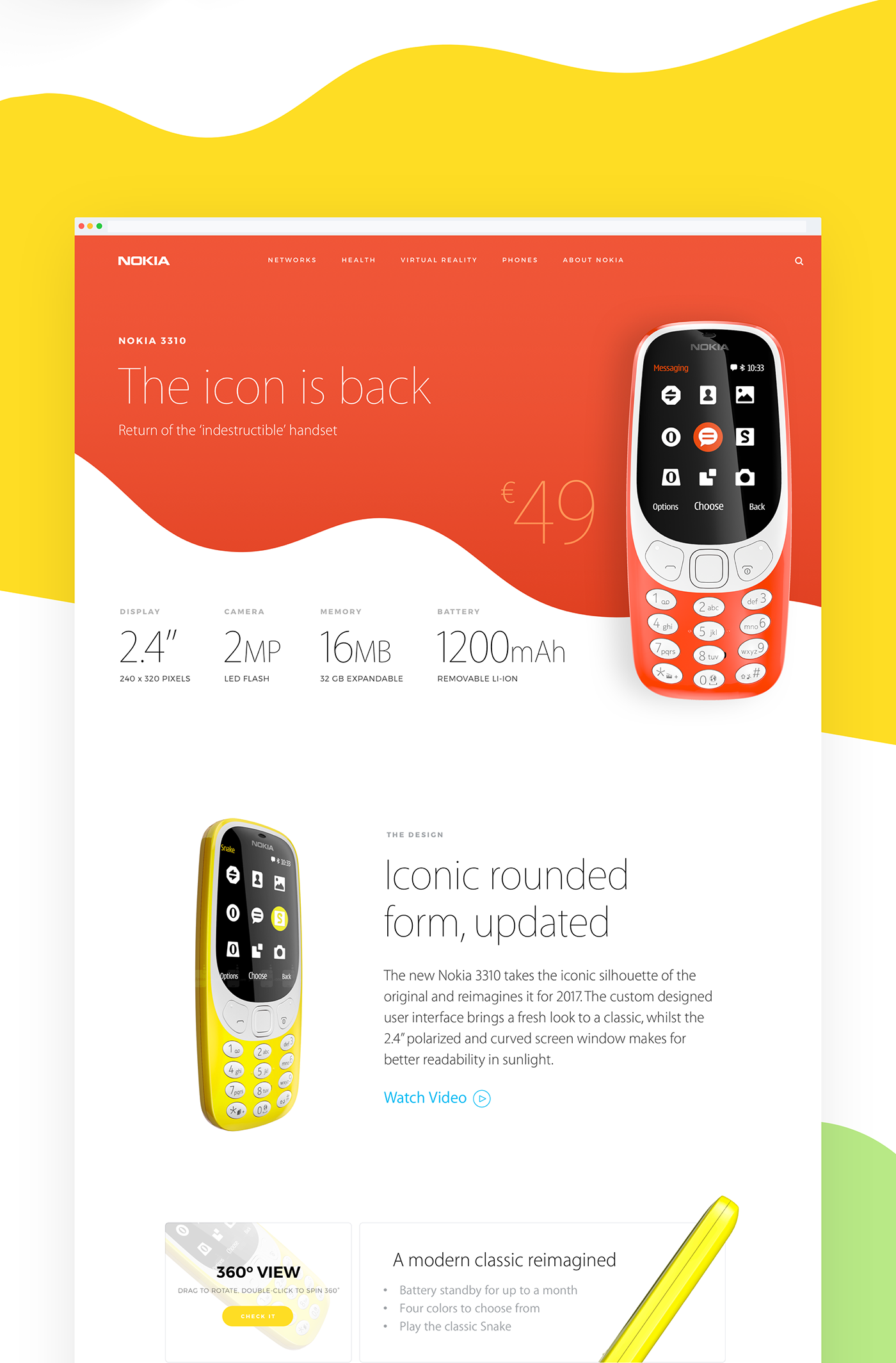 nokia 3310 nokia redesign concept red user experience landing page interactive design mobile