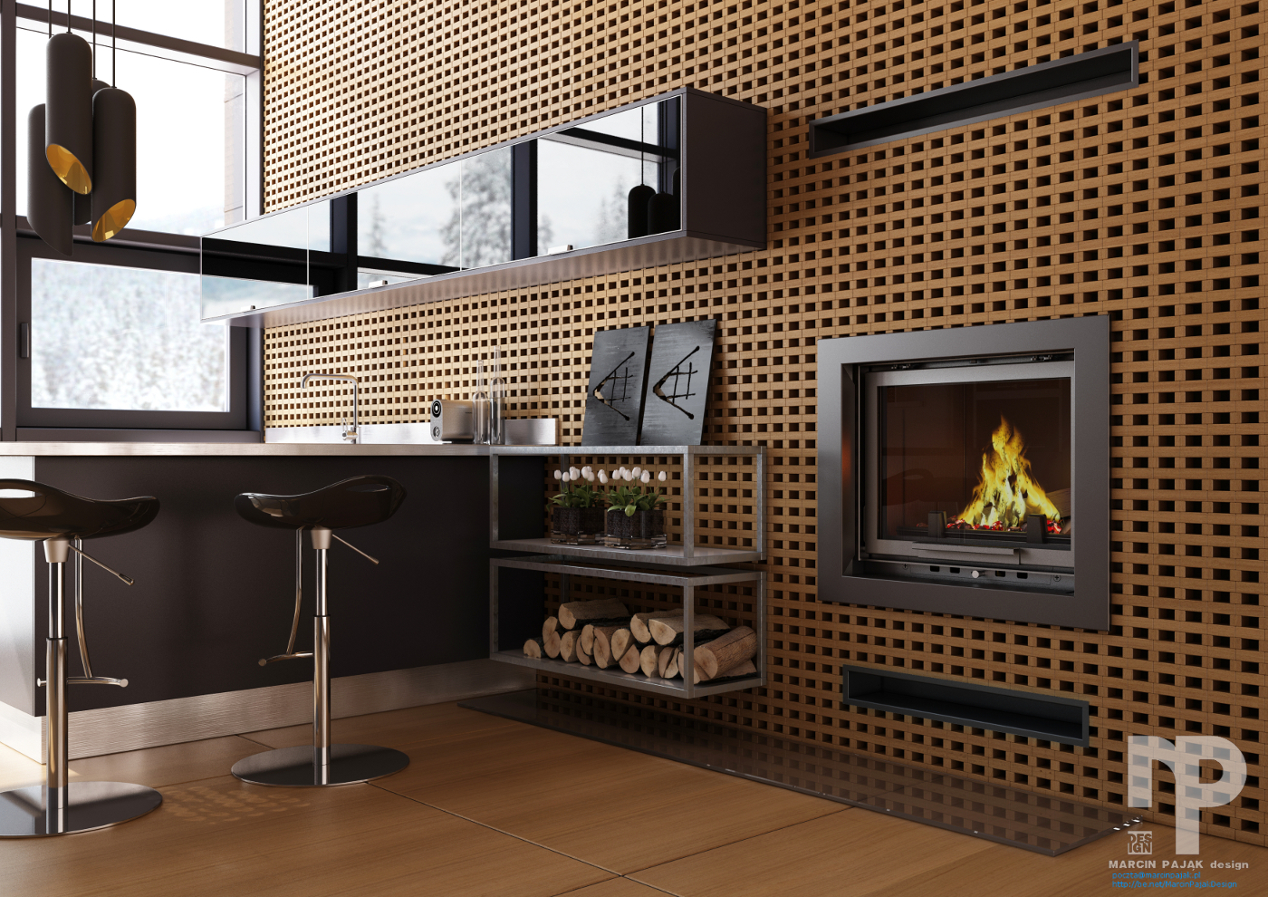 fireplaces Marcin Pająk Marcin Pająk design 3d max vray Interior