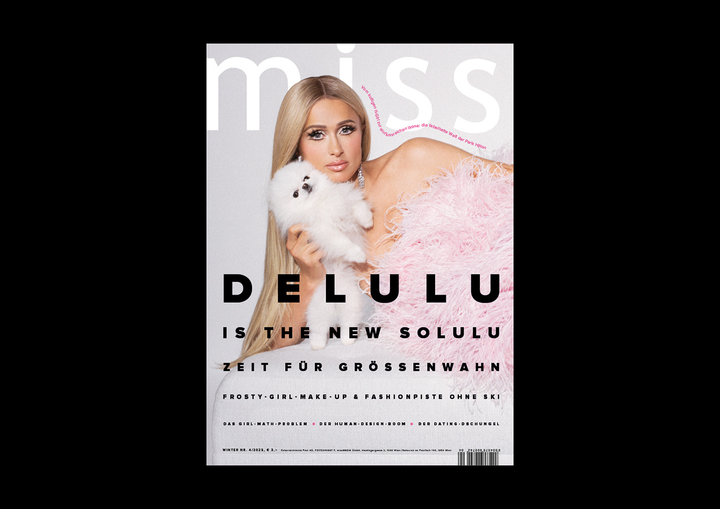 winter delusion magazine miss editorial editorial design  crazy delulu miss magazin Paris Hilton