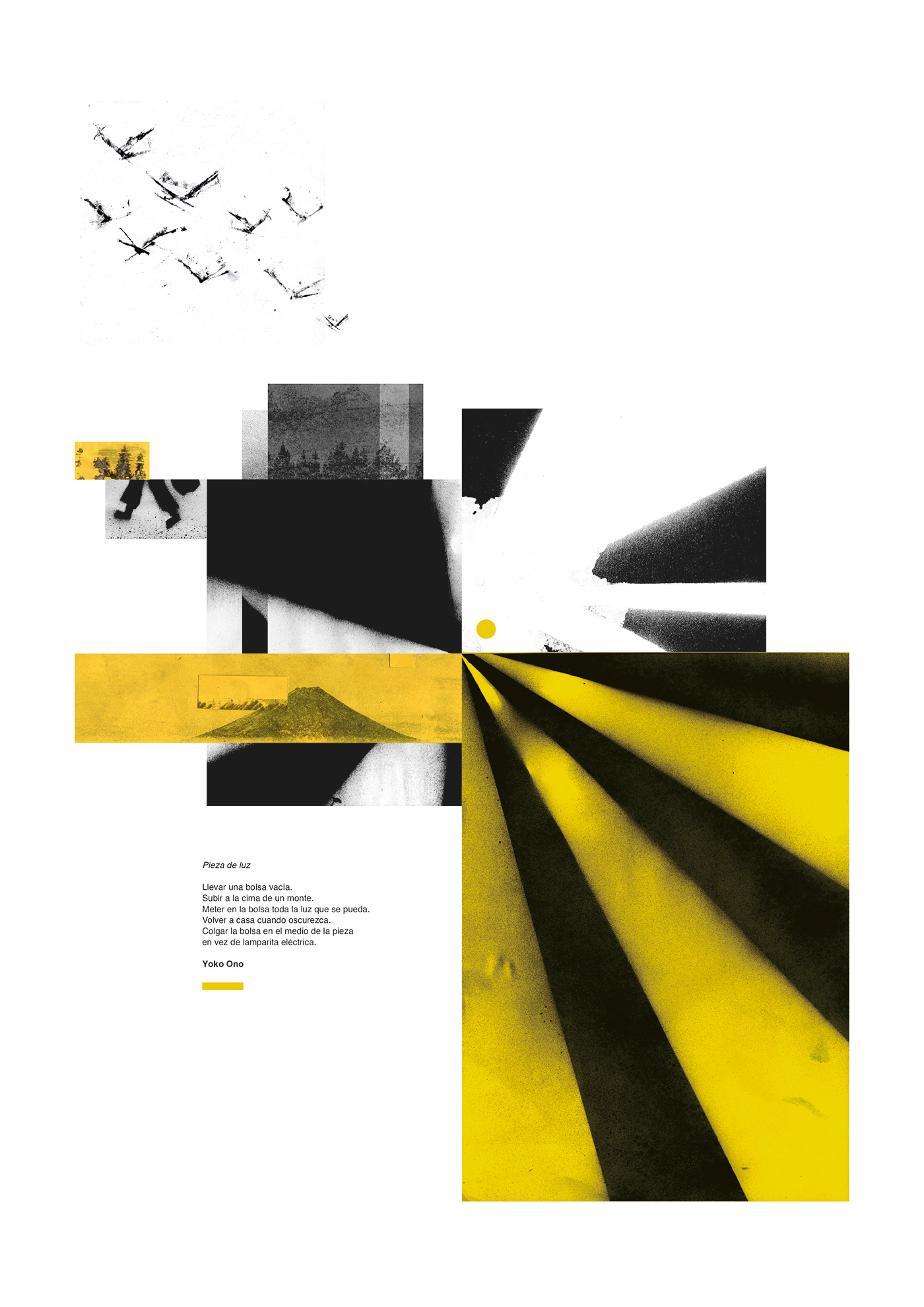 design poster fanzine diseño gráfico luz arte Yoko Ono collage yellow
