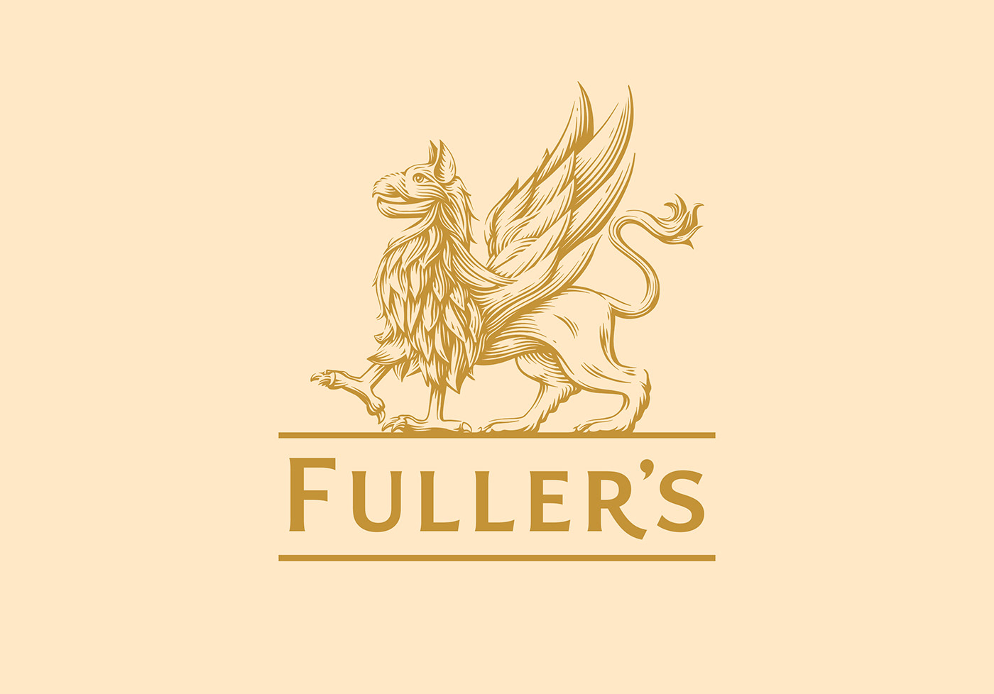 beer branding  crest etching Fuller's Griffin logo pub vintage woodcut