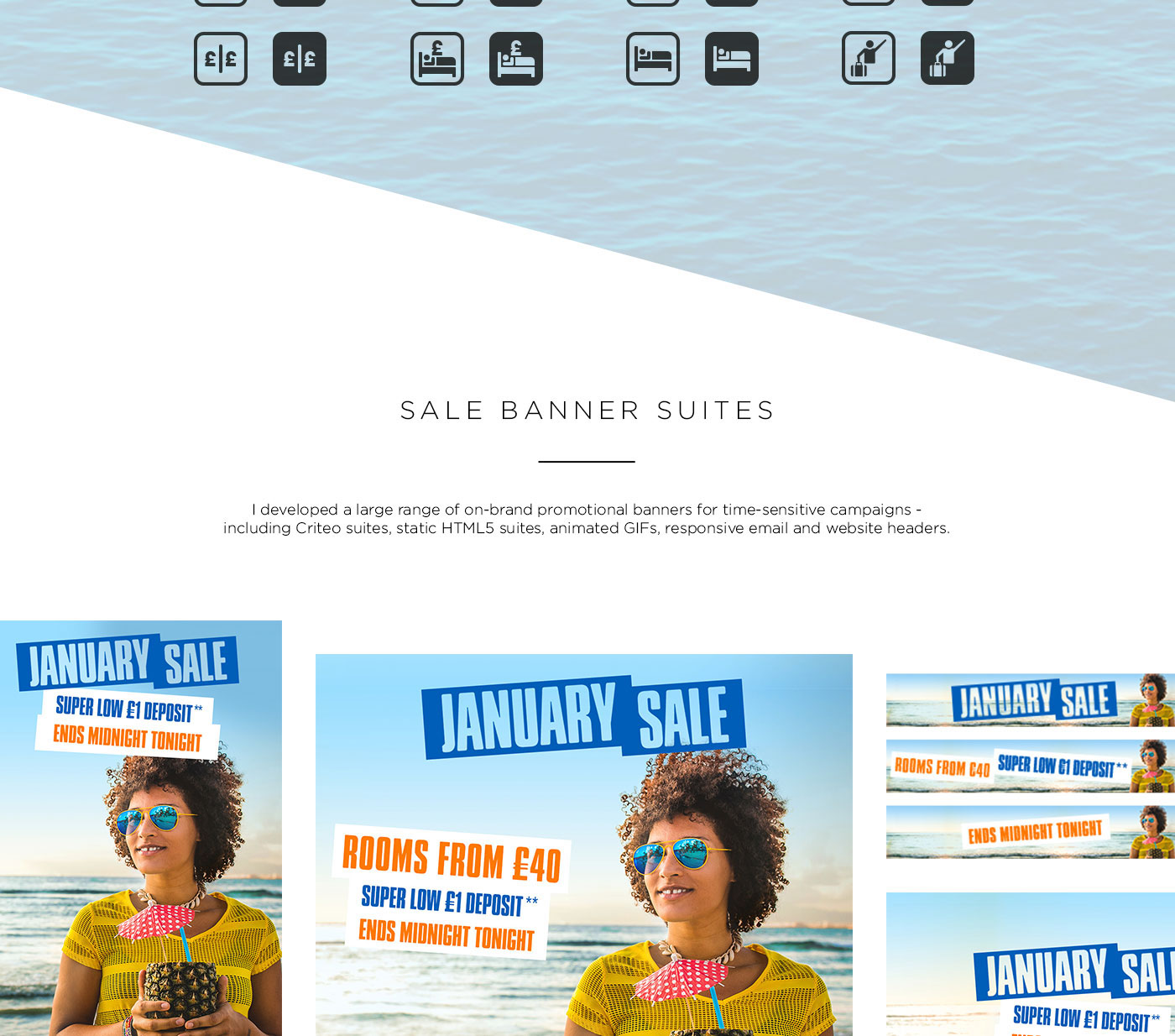 Travel app website banners HTML5 Suite criteo icon design 