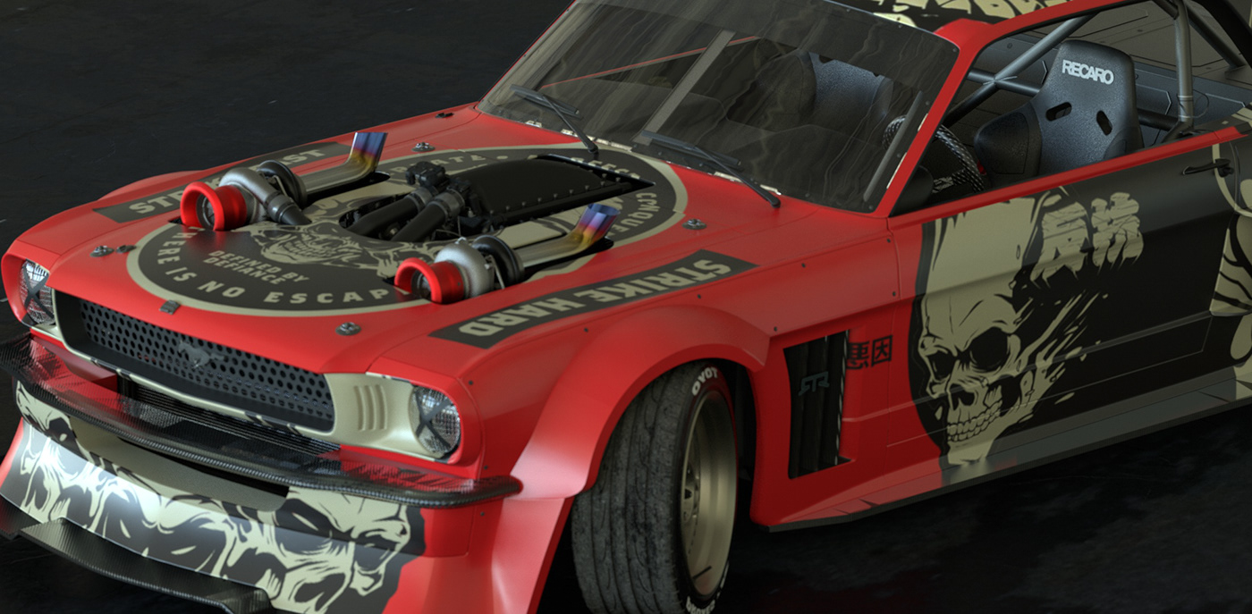 hoonigans car Mustang c4d redshift red race kenblock hydro74