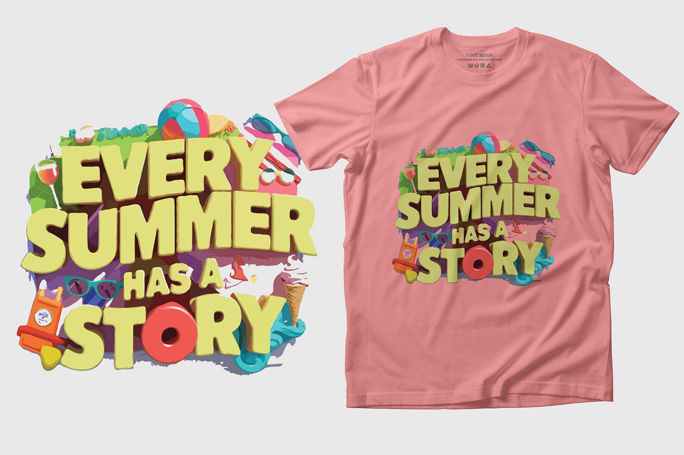 Summer T-shirt design hello summer summer camp T-Shirt Design summertime