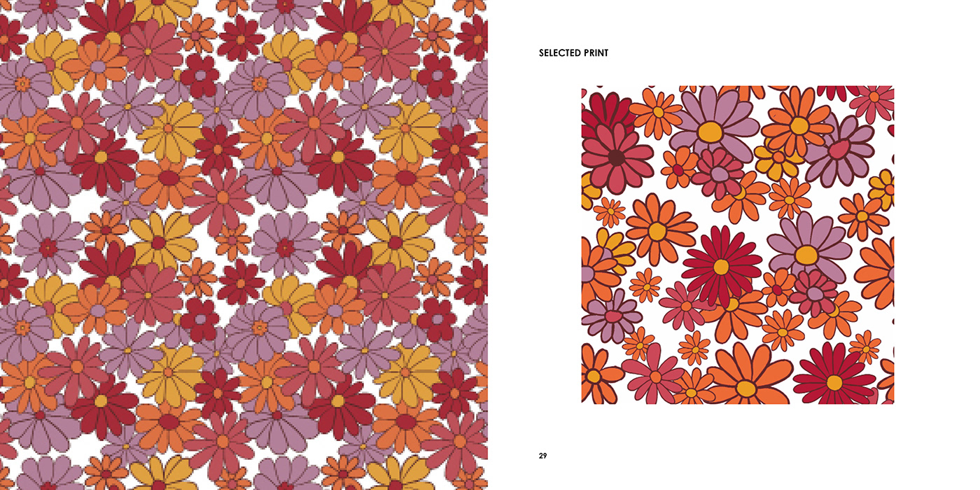 floral print textile design  handpainted home textile