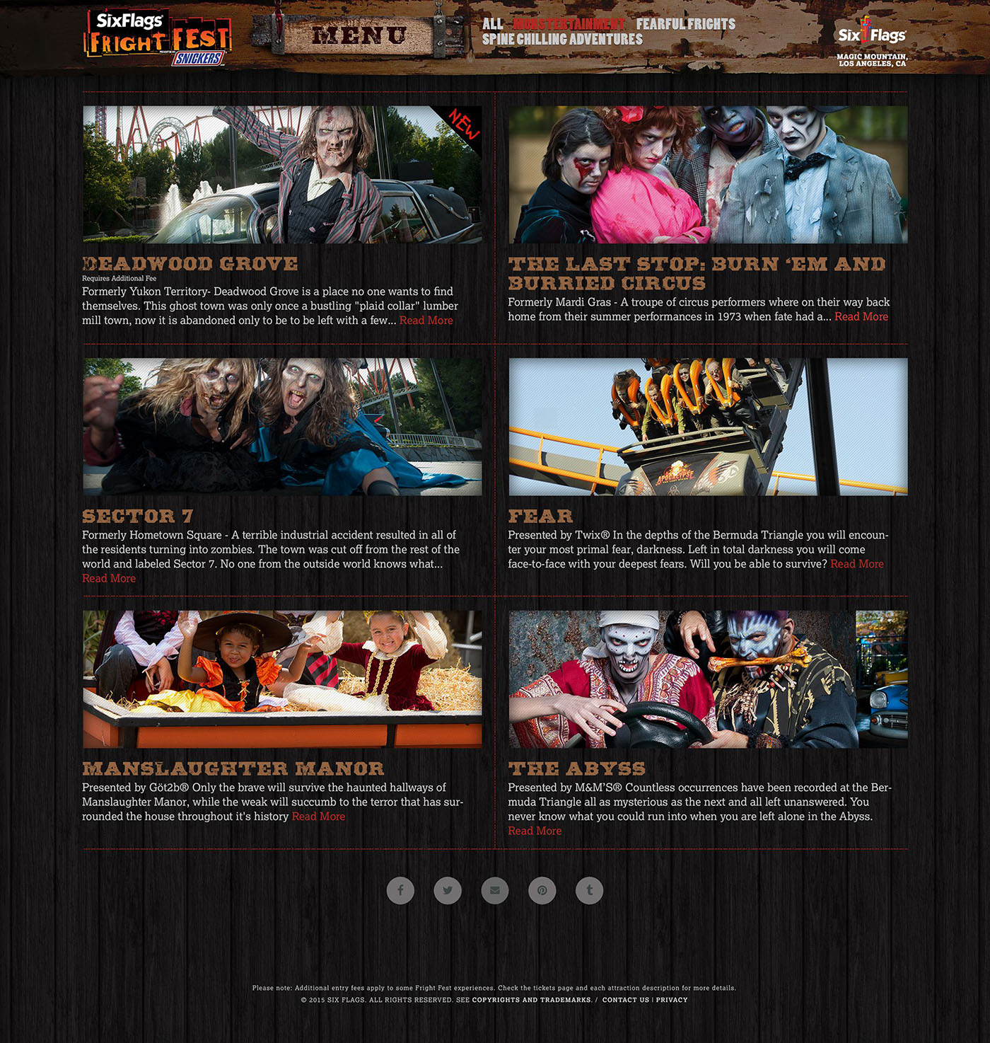 Six Flags Frightfest halloween website zombies monsters zombie website vadimages Wordpress Website multisite website animations responsive website Theme Park attraction website