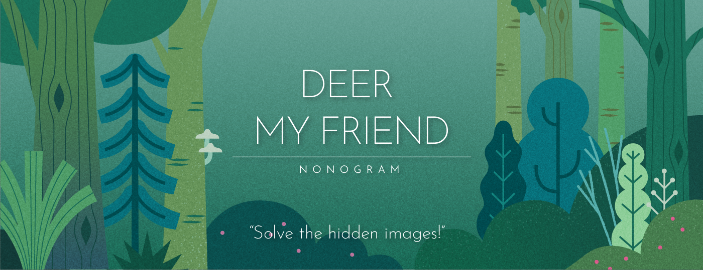 animal illustration camping deer forest game game design  mobile game mobile game art Nonogram children book