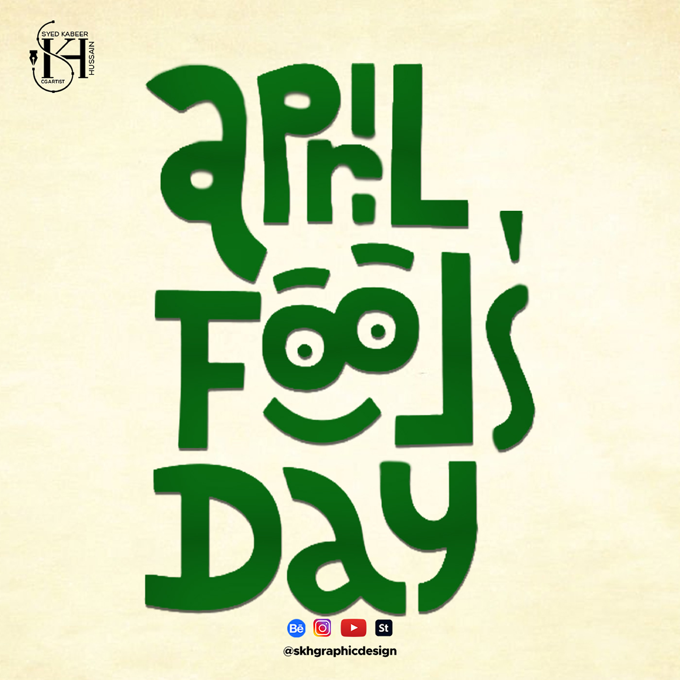 Funny Font First April Fools Day Different Colors | April Fool's Day. Text And Funny Glasses. Greeti