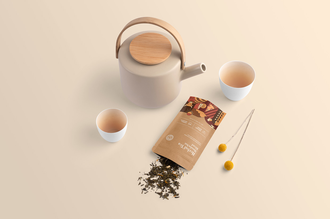 design graphic design  green tea herbal ILLUSTRATION  organic Packaging tea Tea Packaging vector
