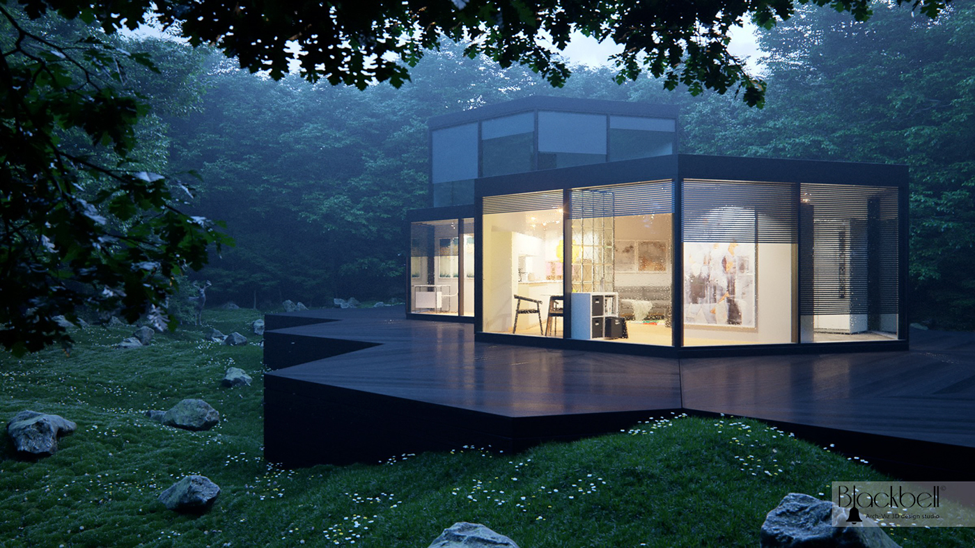 Awards 3d interior design 3d vesualizations exterior ideas hexagonal home BlackBell