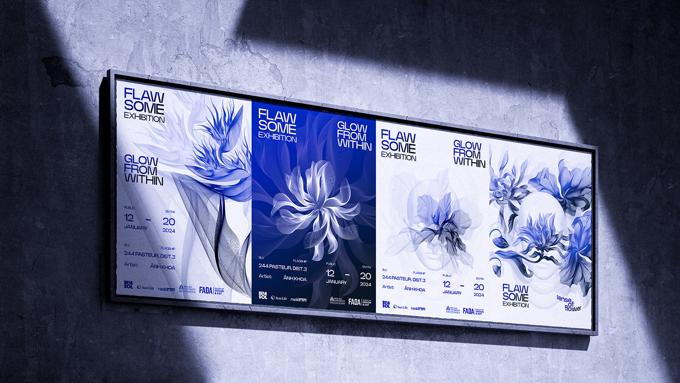 Flowers blue Exhibition  art artwork concept art mask beauty Layout flawless