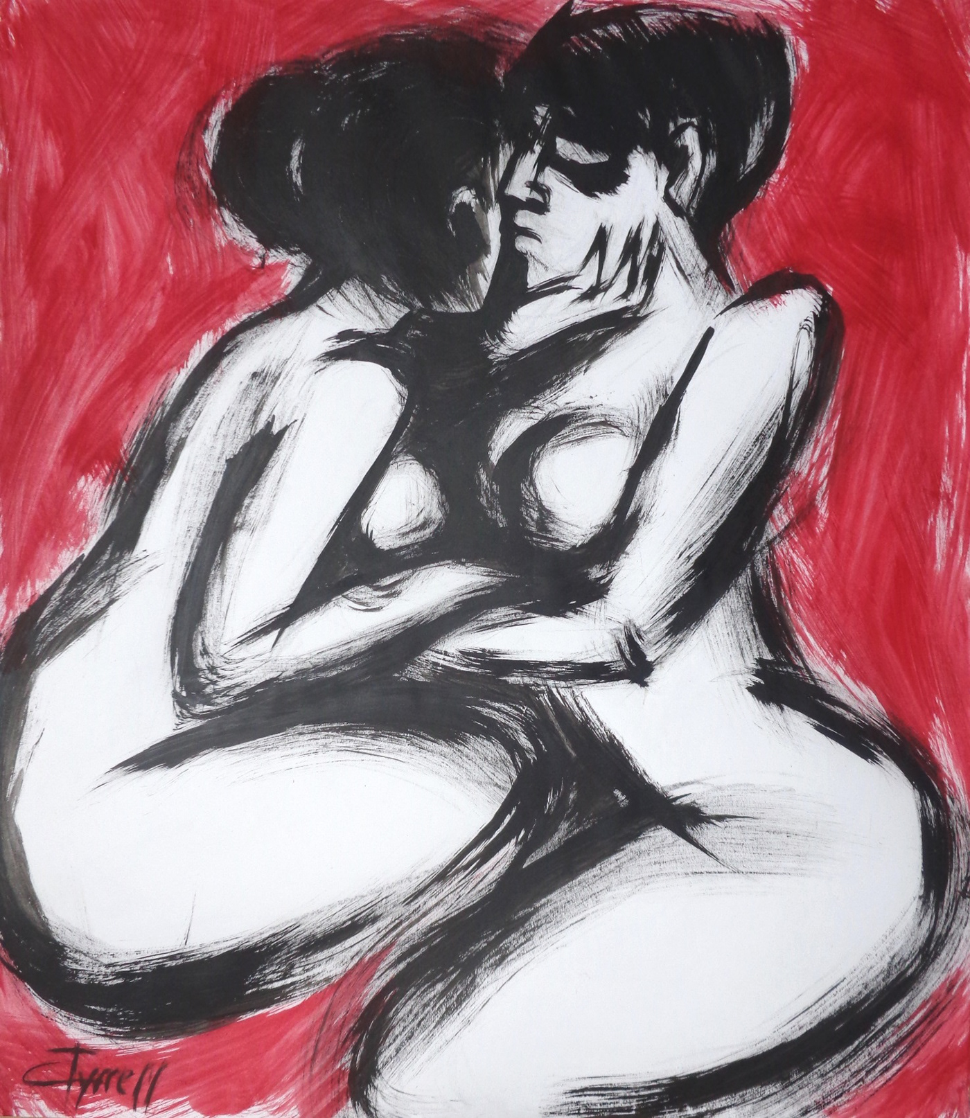 Lovers  paintings  drawings  Couple  in love kiss  hags appasionata  passion  love contemporary  inks charcoal  paper