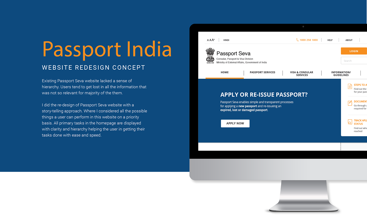 website redesign Indian Passport passport seva typography  