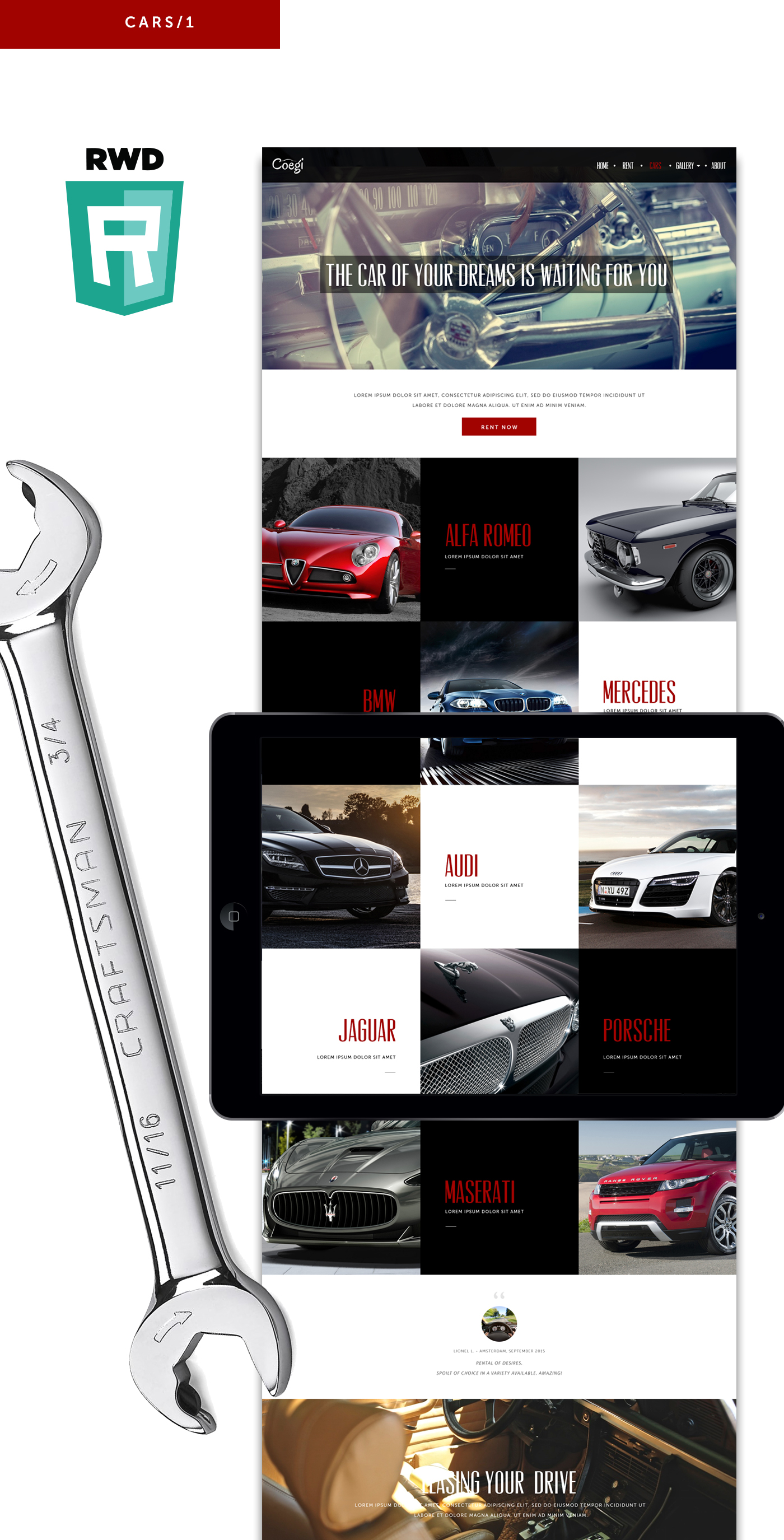 coegi car rental Web template HTML css graphic design multi page Responsive Style company market