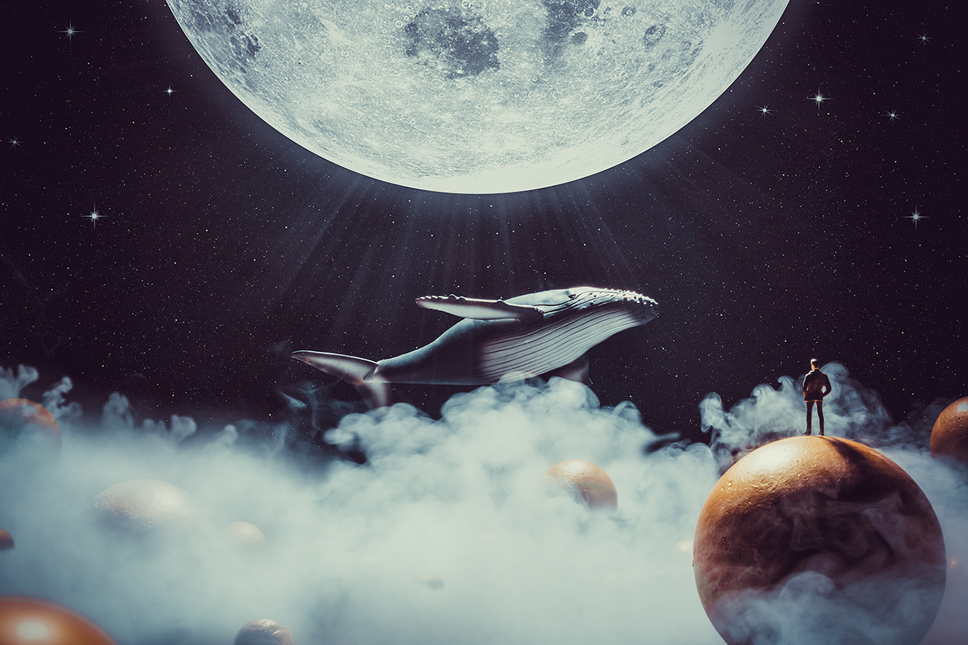 Whale Flying fantasy poster photoshop photomanipulation inspire Photography  toys Ps25Under25