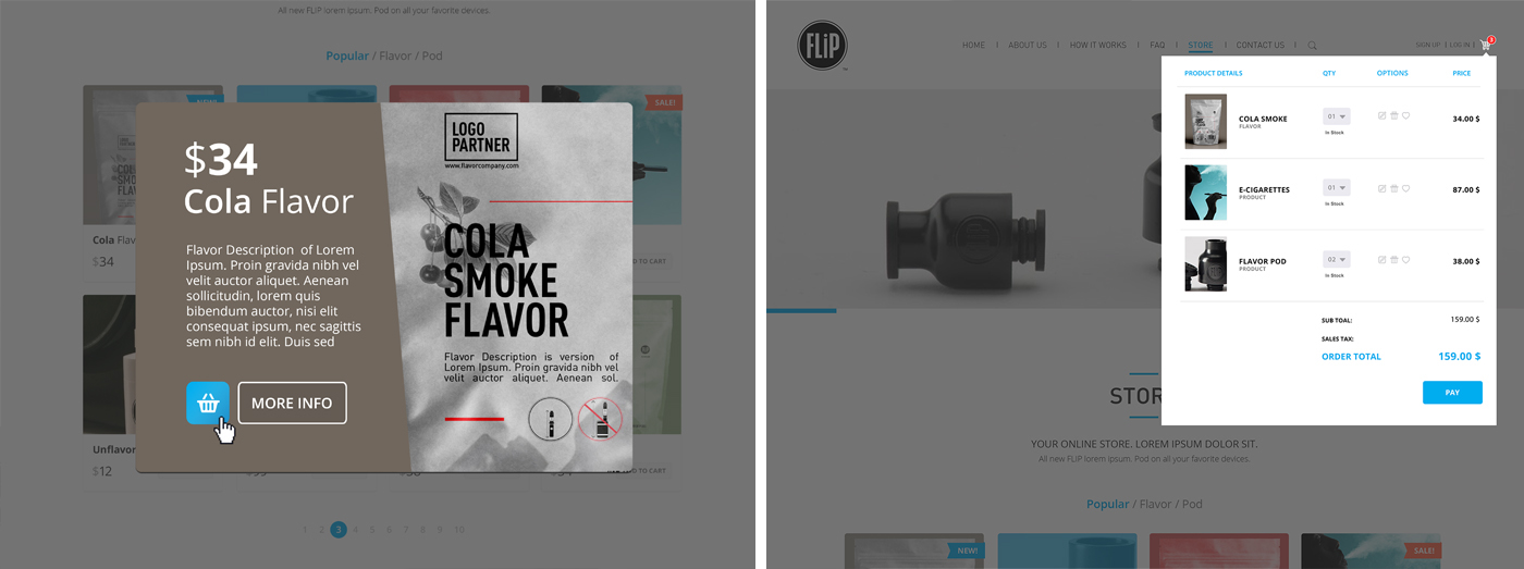 Adobe Portfolio flip pods vapor smoke design minimal Pack template Website card Layout homepage Label Behance