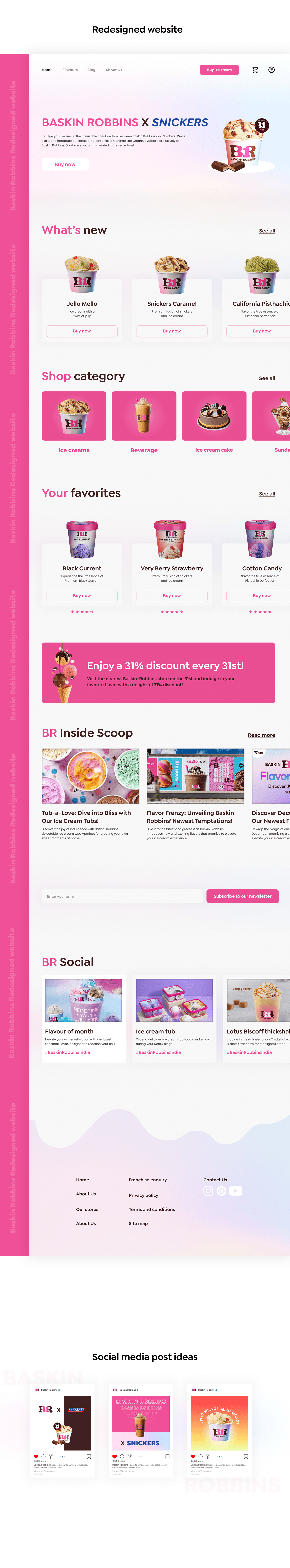 ux/ui best Webdesign Case Study Baskin Robbins ice cream Website ui design UX UI DESign Heuristic Evaluation