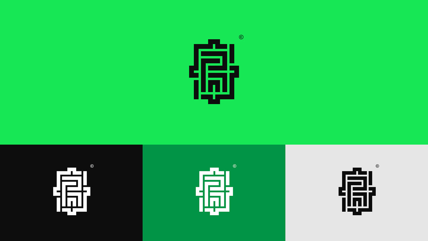 brand brand identity branding  Gaming green logo Logo Design recon