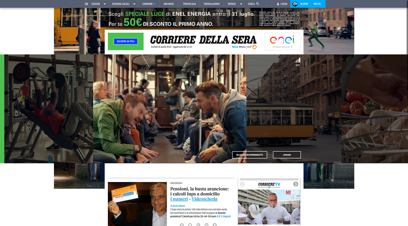 Advertising  ADV rich media Web interactive JavaScript impact video corriere CORRIERE DELLA SERA