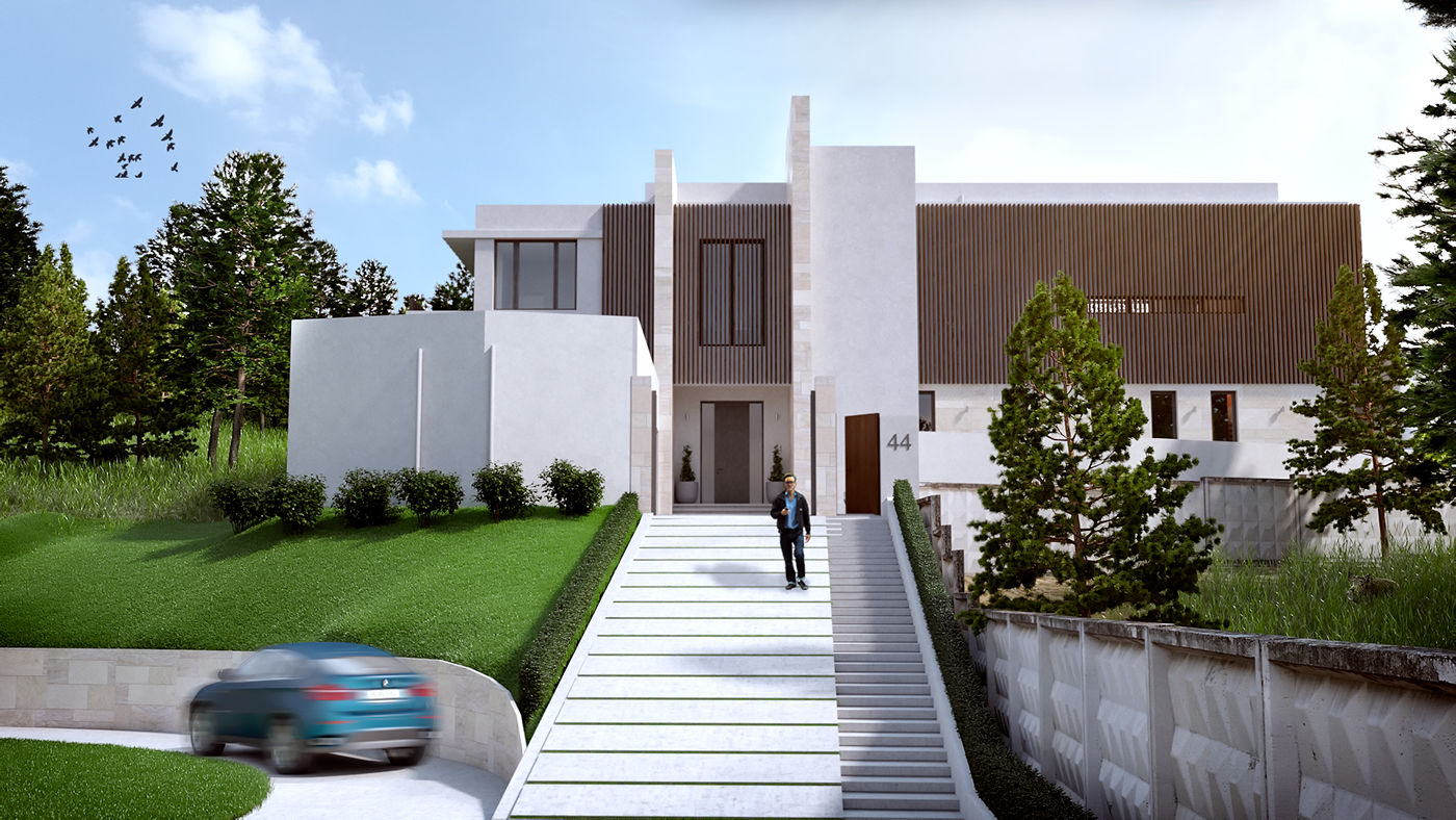 architecture private house conteporary architecture 3d Visualisation modern house buro82