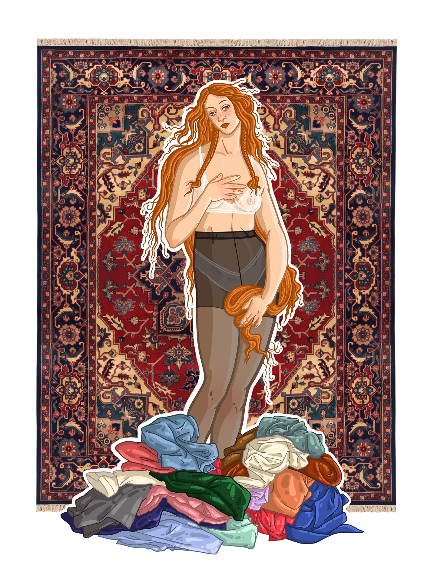 venus carpet woman comic birth beauty goddes ILLUSTRATION  art contemprary