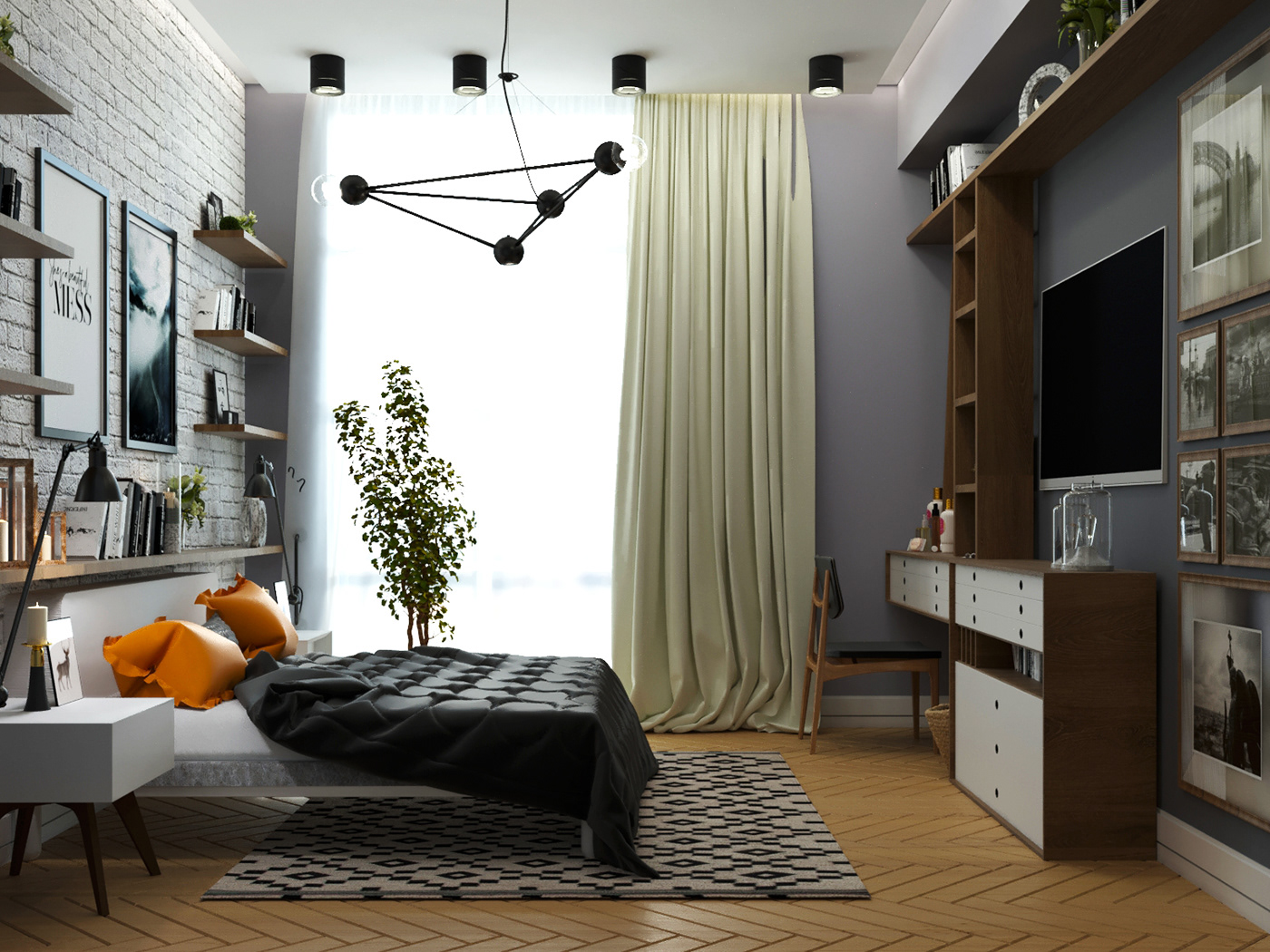 apartment Interior livingroom baku azerbaijan 3dsmax corona bedroom design