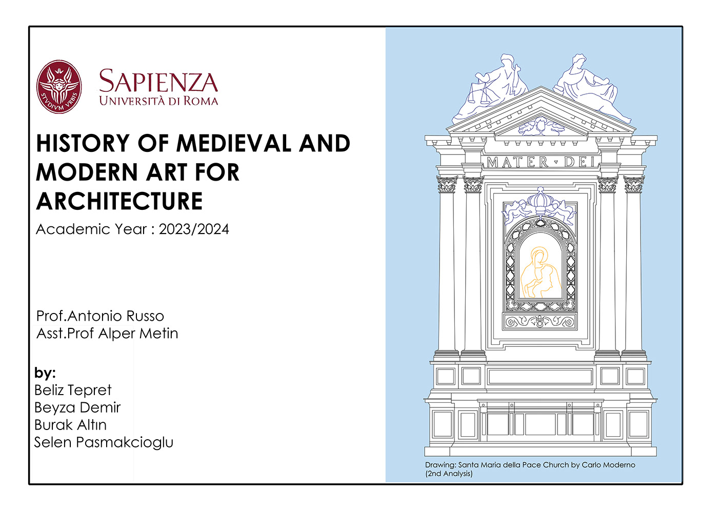 history architecture modern medieval art University drawings sketch Adobe Photoshop Bernini Sculpture sapienza