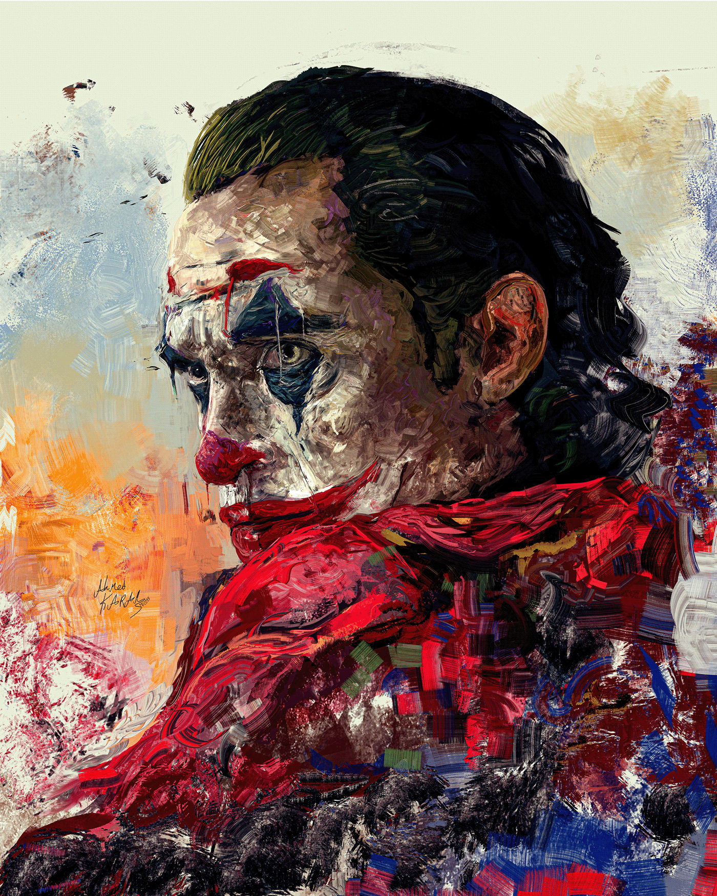 joker john wick idris elba portrait poster print Drawing  painting   cover digital painting