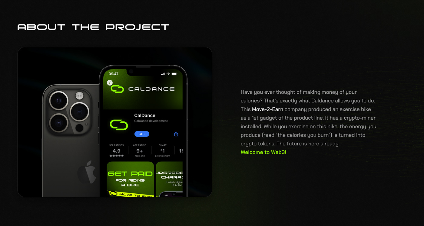 app design Bike crypto dark fitness Mobile app user interface ux/ui web3 спорт