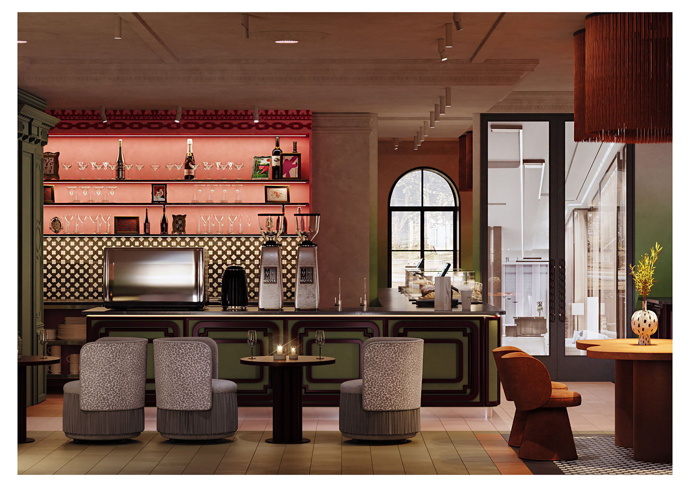 interior design  restaurant design coffee shop wine бар bathroom gucci cafe mirrors geese