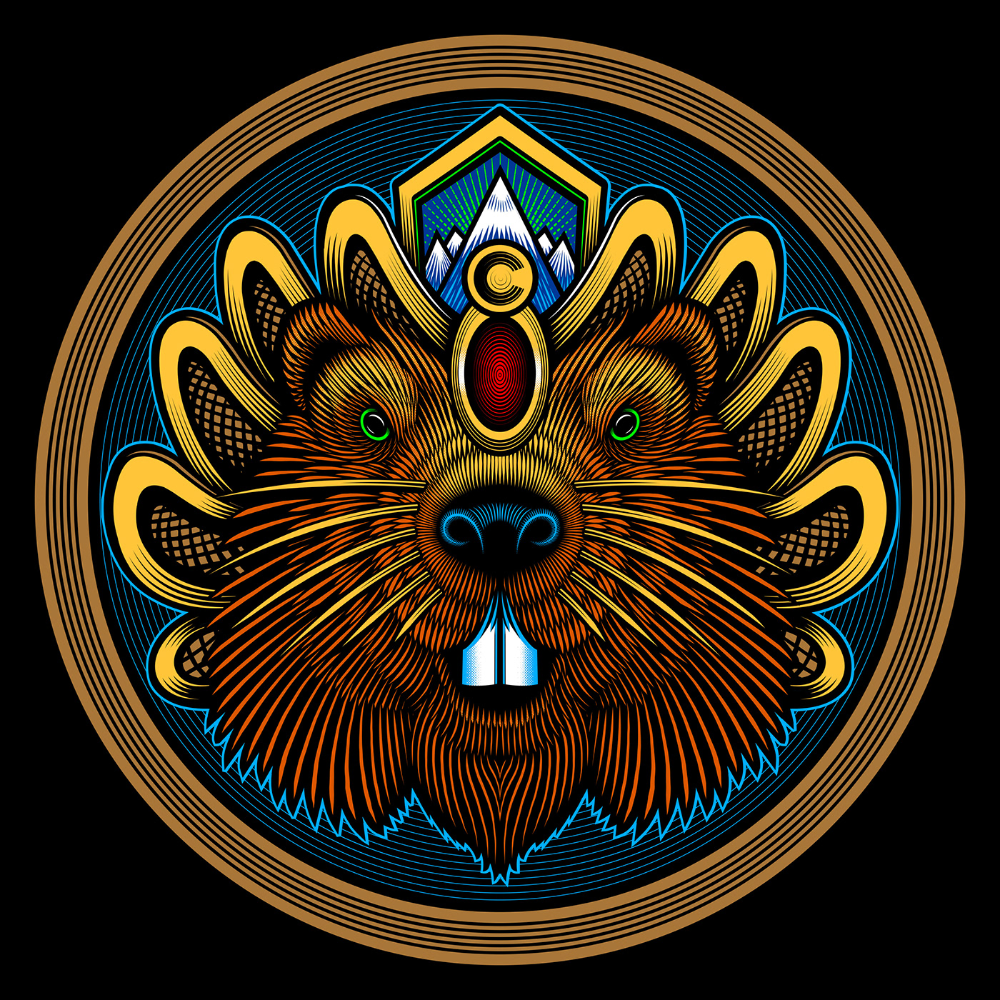 animal animal illustration beaver Colorado Line Work logo Logo Design vector woodcut