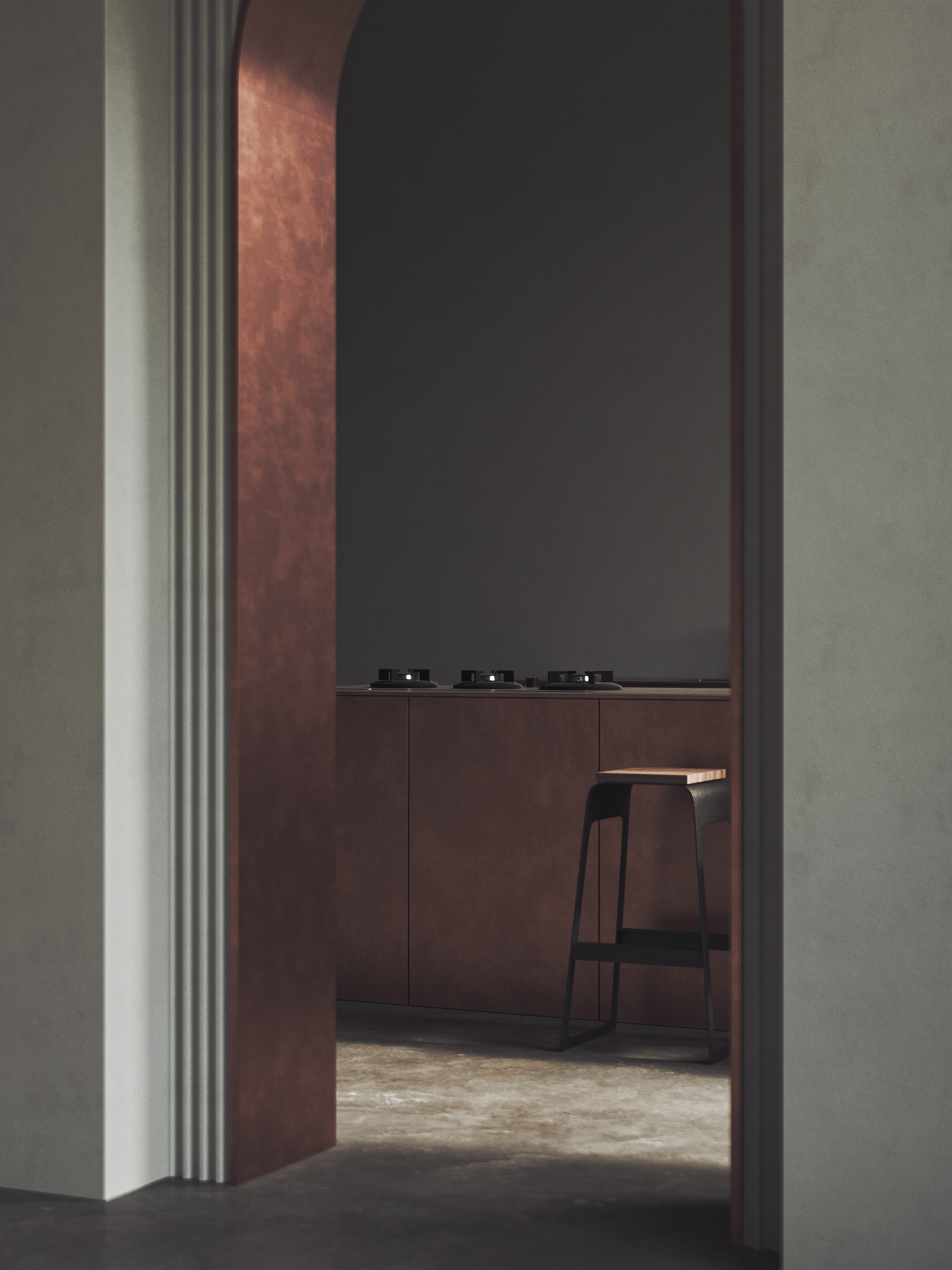 CGI copper CoronaRender  decor homedesign kitchen kitchendesign minimal kitchen