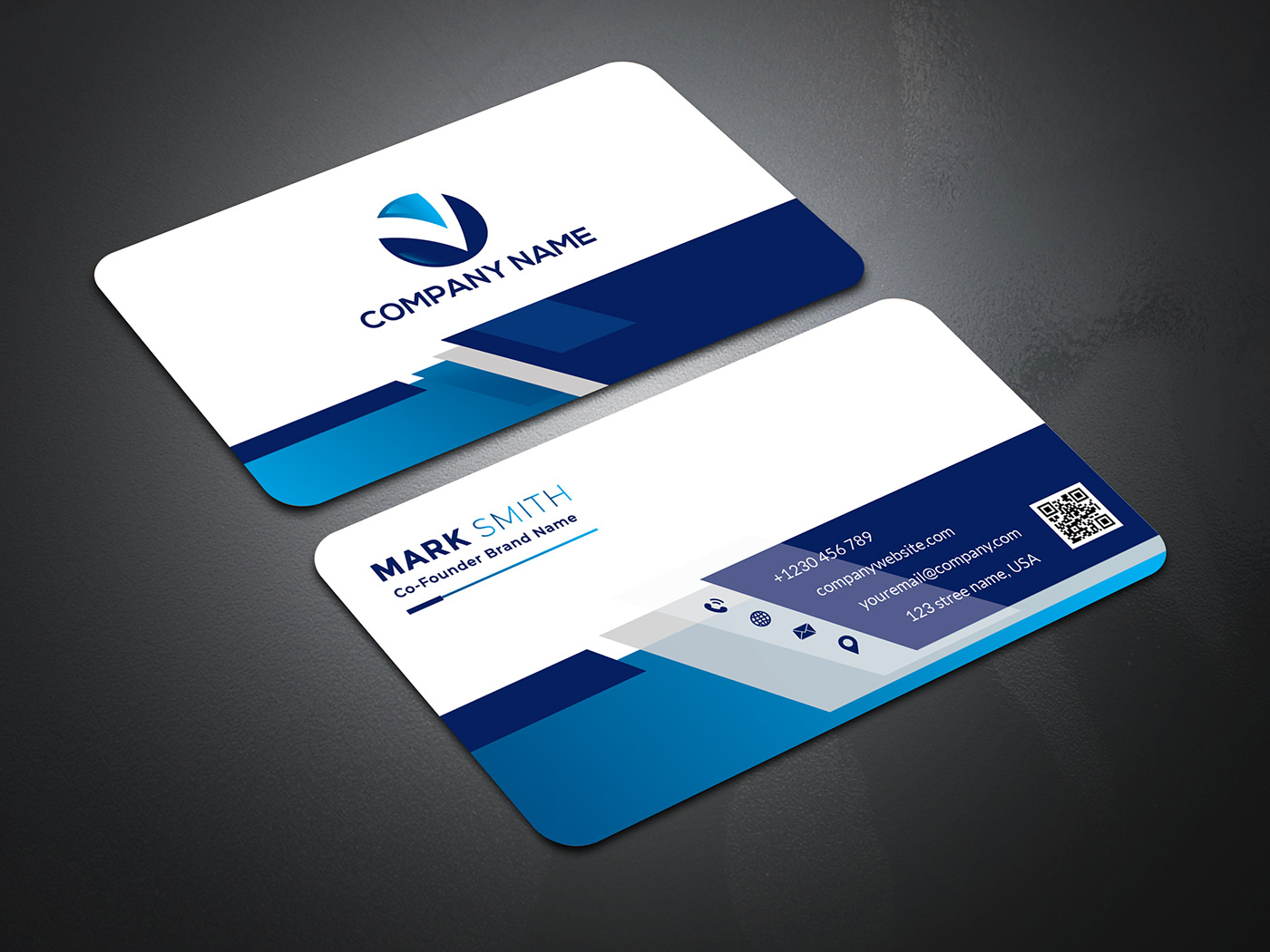 business card print design  stylish Unique blue professional print ready colorful corporate