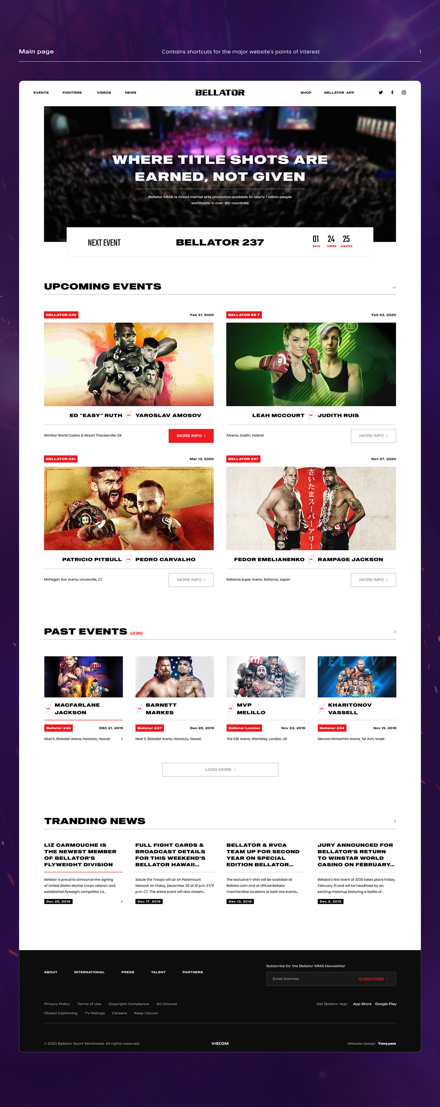bellator MMA UI ux Website grid motion Webdesign interaction UFC