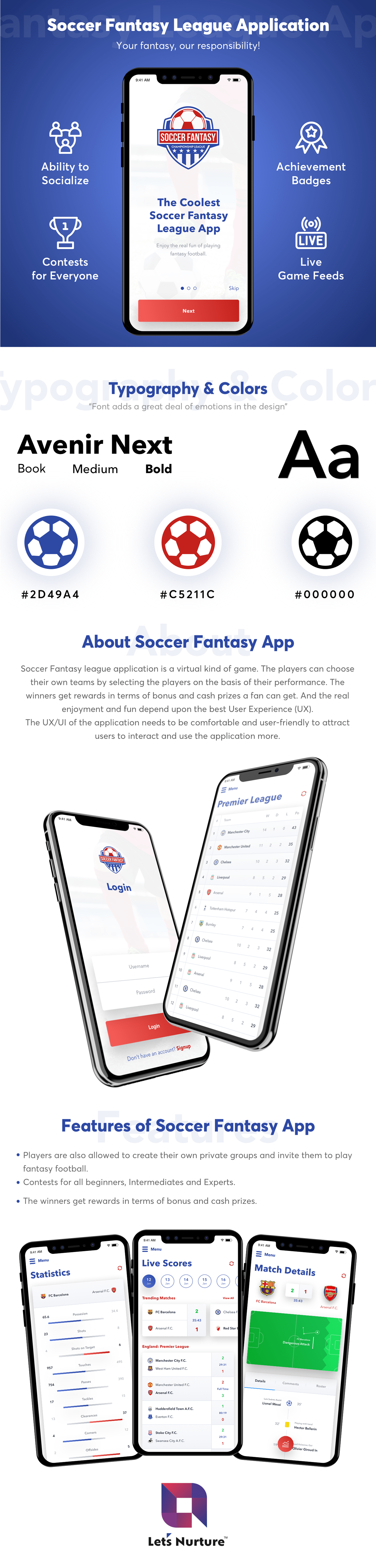 fantasy football app fantasy sports app Mobile app Sports Fantasy App UI ux