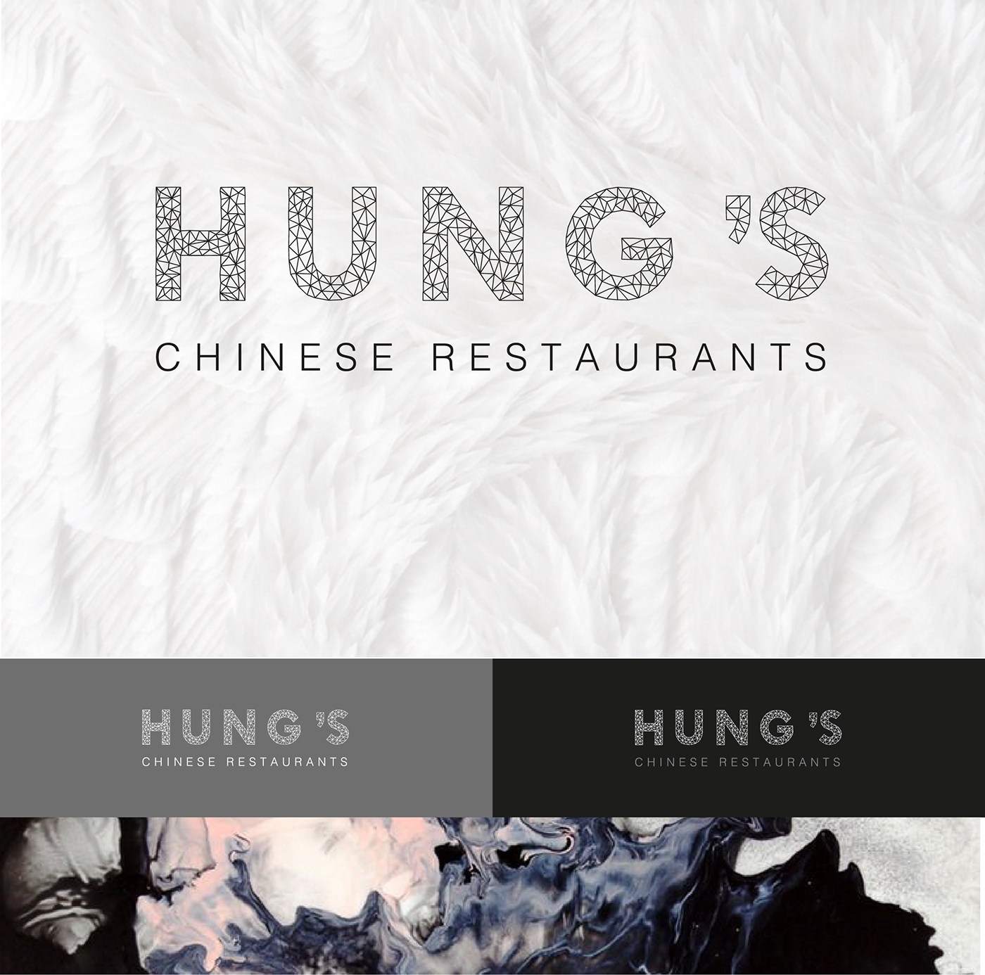 Chinese restauranr fish Abstaract Balck and white London Modern Design color background