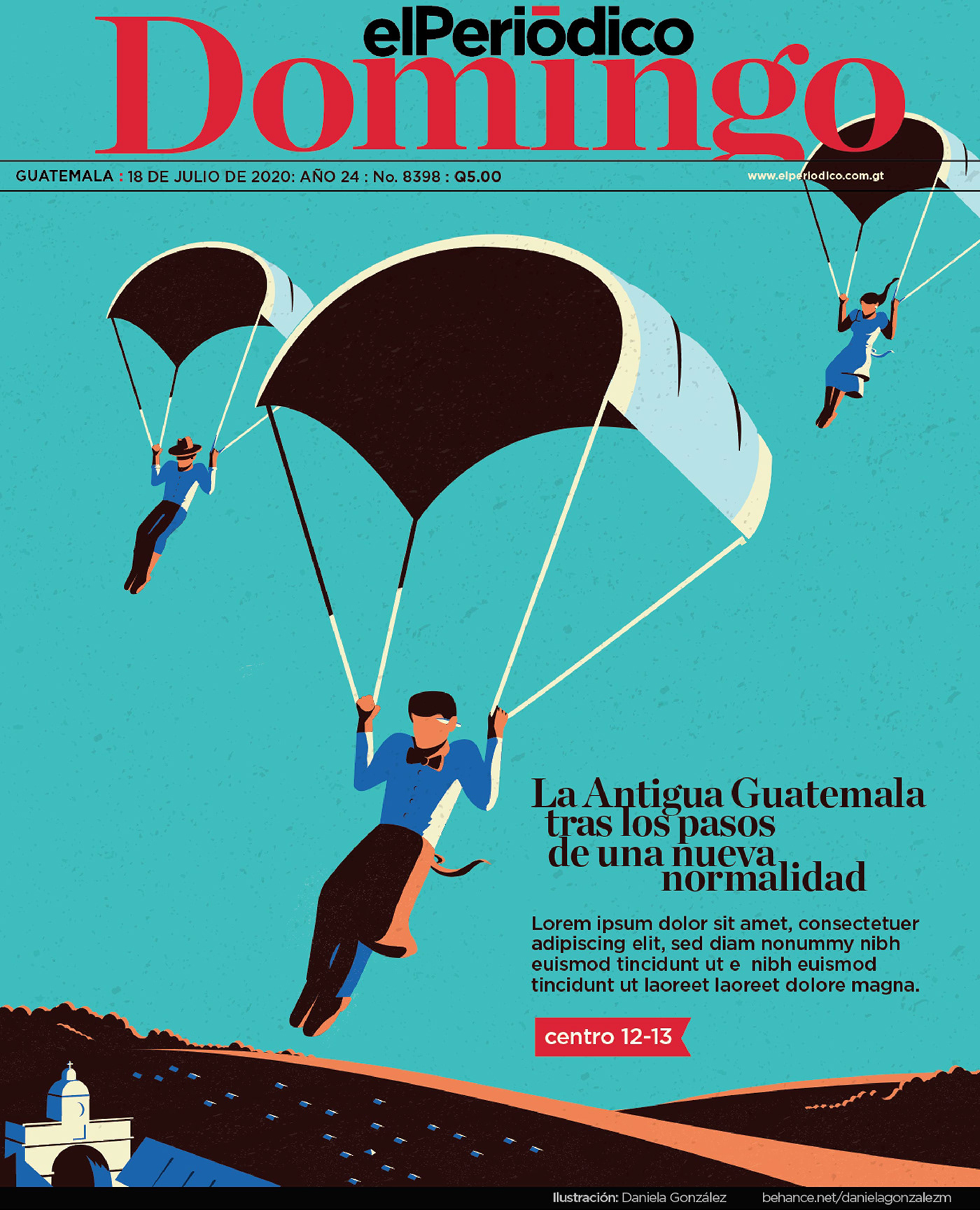 Antigua cover COVid economy facemask Guatemala ILLUSTRATION  newspaper pandemic periodico