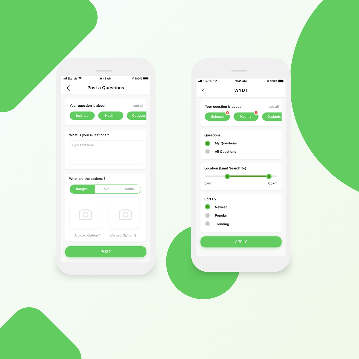 app social uiux social media iOS design Polling app Instagram Polling user interface minimalist green app