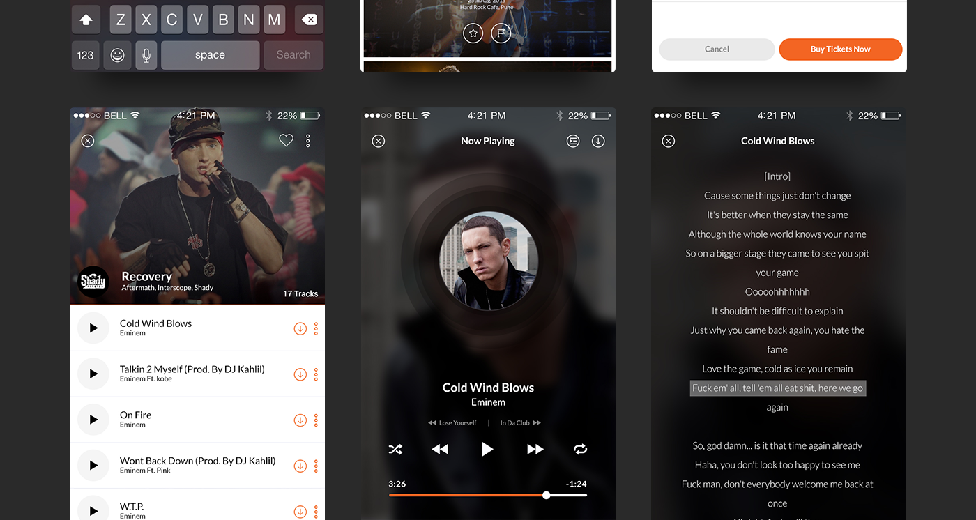 UI ux mobile app design iphone app music app e-commerce app Music Player Android App Interaction design 