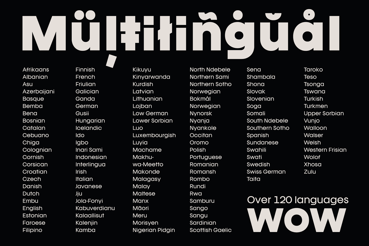 over 120 languages supported by Franie font