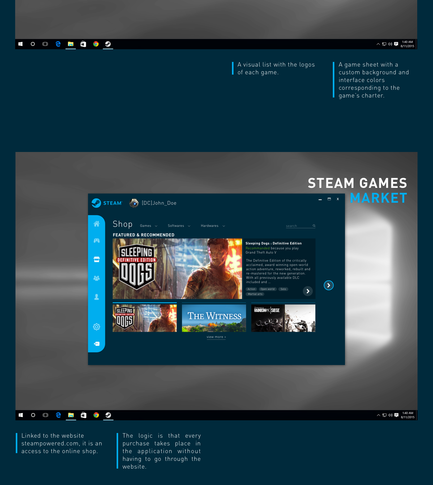 Steam UI design ui Video Games jeux vidéo Valve Interface desktop Website