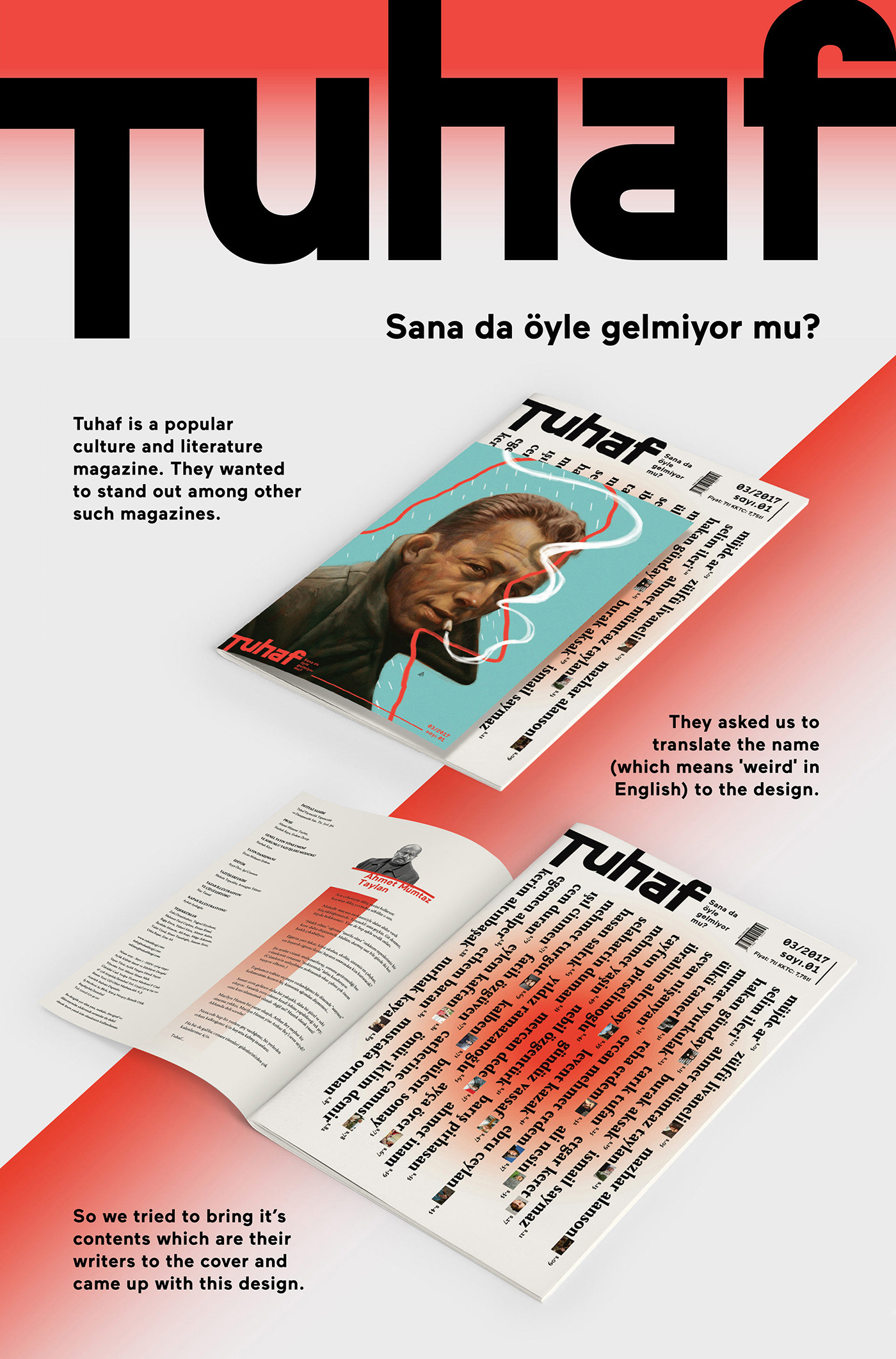 magazine design typography   tuhaf spread content cover gif gradient editorial