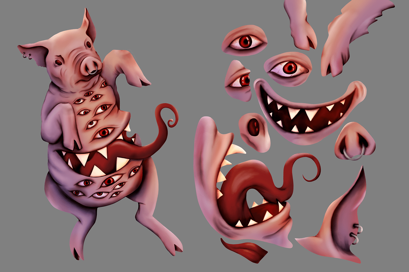 poster Horror Art concept art horror fantasy game character Character design  concept Horror Concept pig
