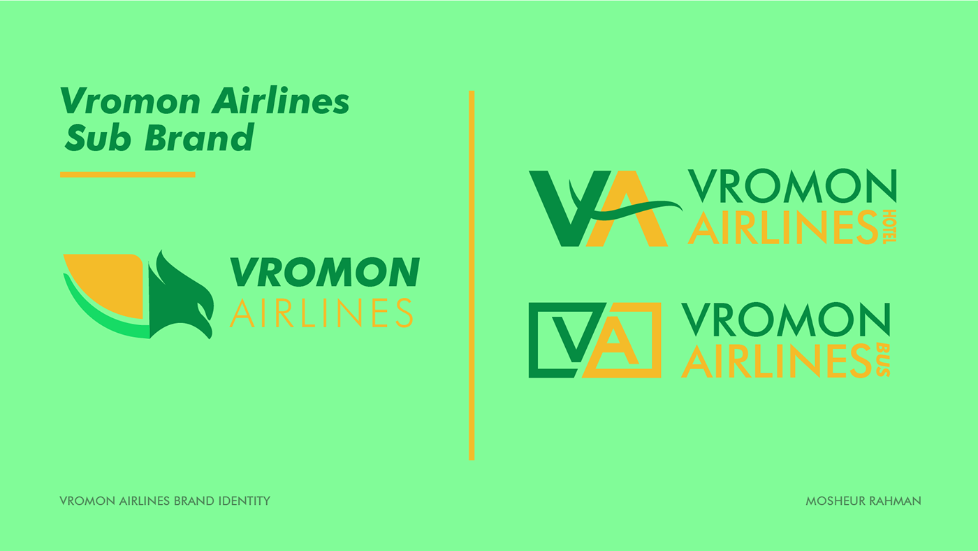 Airline Branding airlines Identity brand identity identity Logo Design Logotype travel airlines visual identity Vromon Airlines