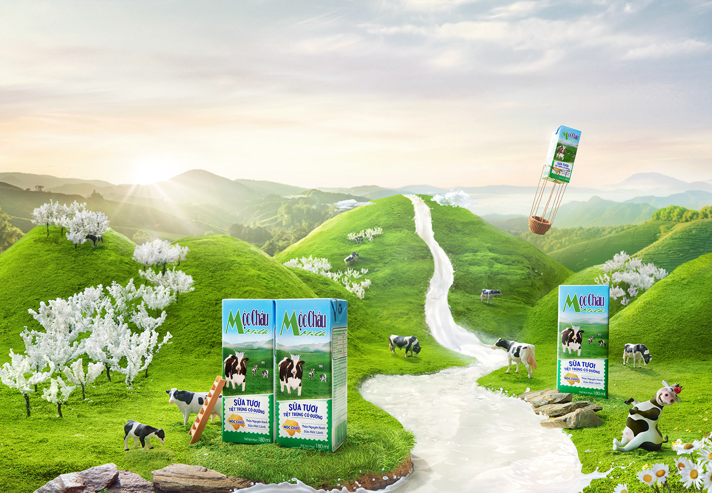 ads Advertising  Landscape milk Miniature mountain Photography  setbuilding