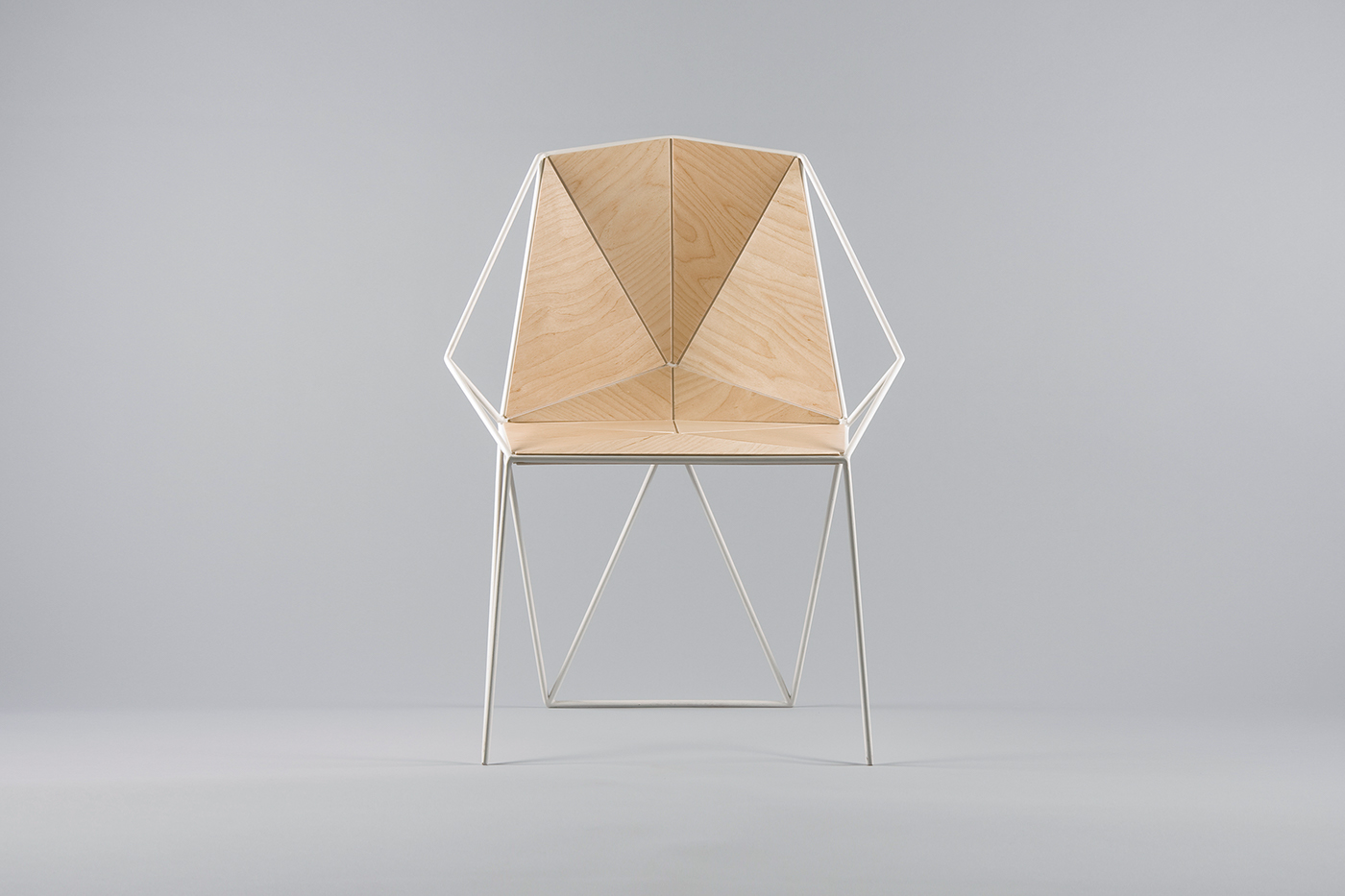 furniture product design plan-s23 wood chair metal construction polygonal