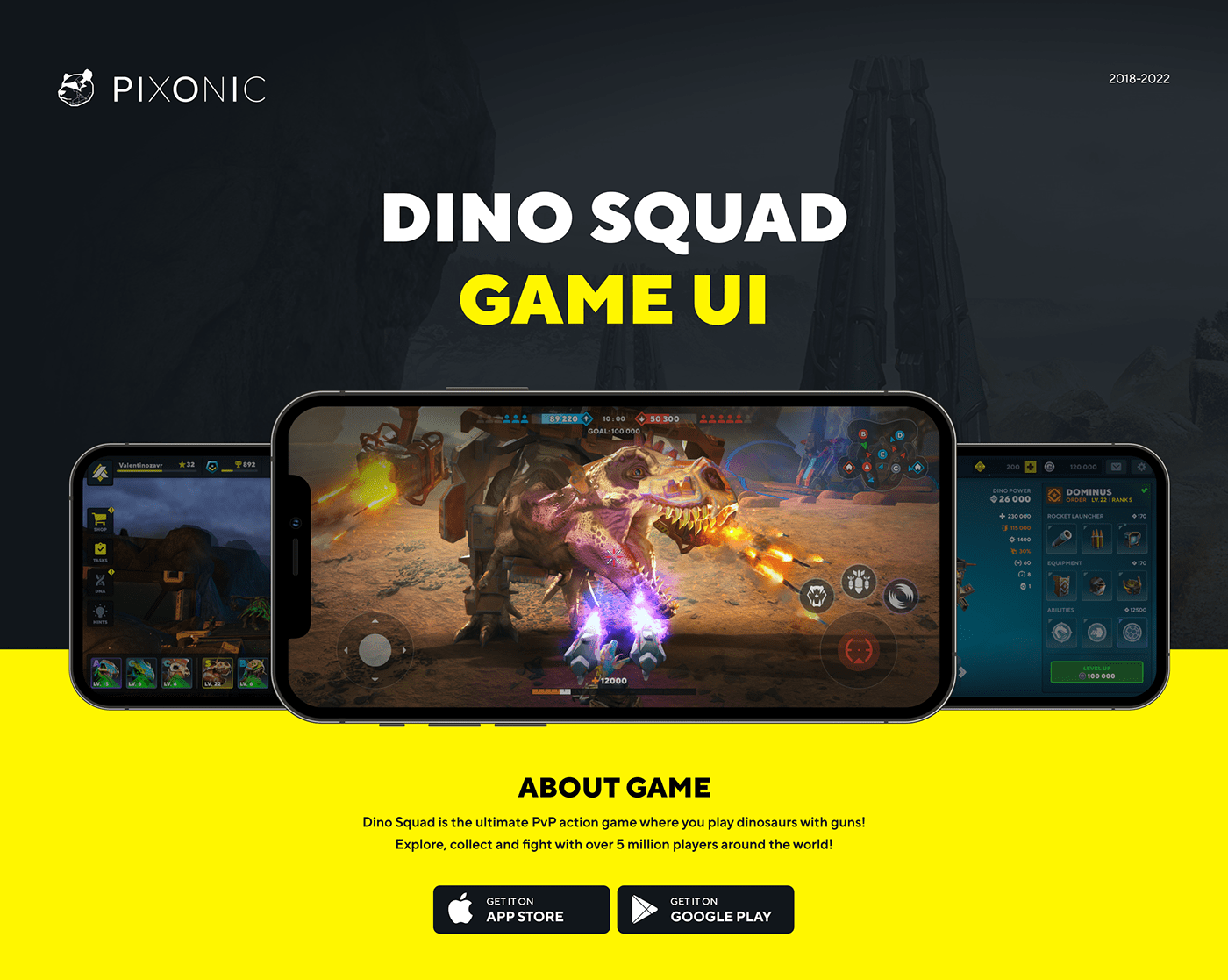 Dinosaur Figma game game design  game ui Game Ui/UX GUI Shooter UI ux
