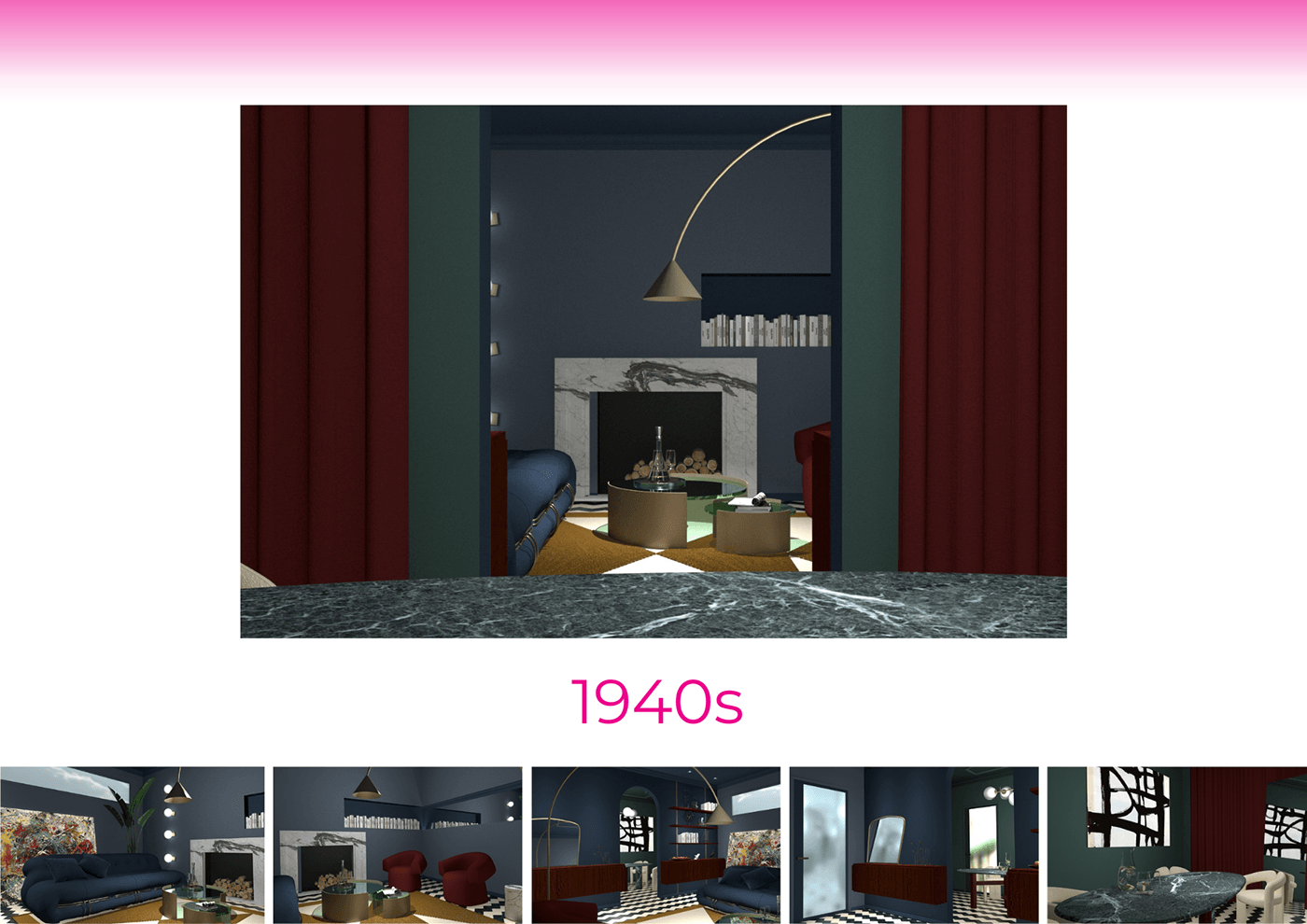 1940s interior design  modern livingroom vintage