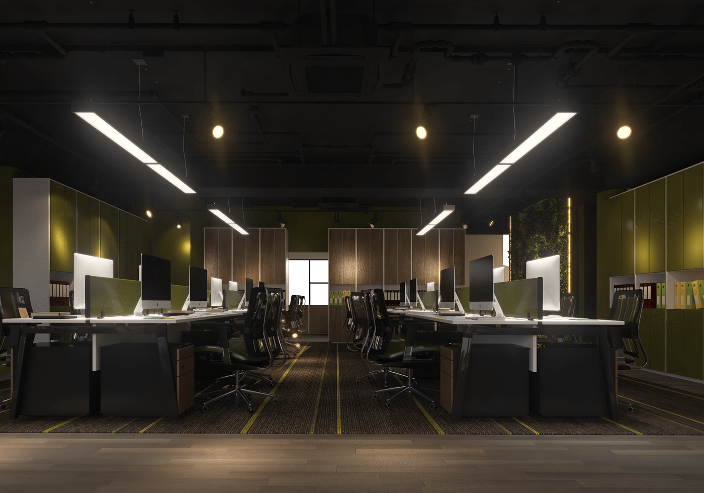 Office Design CGI 3ds max interior design  vray visualization 3D Render modern officeinteriordesign