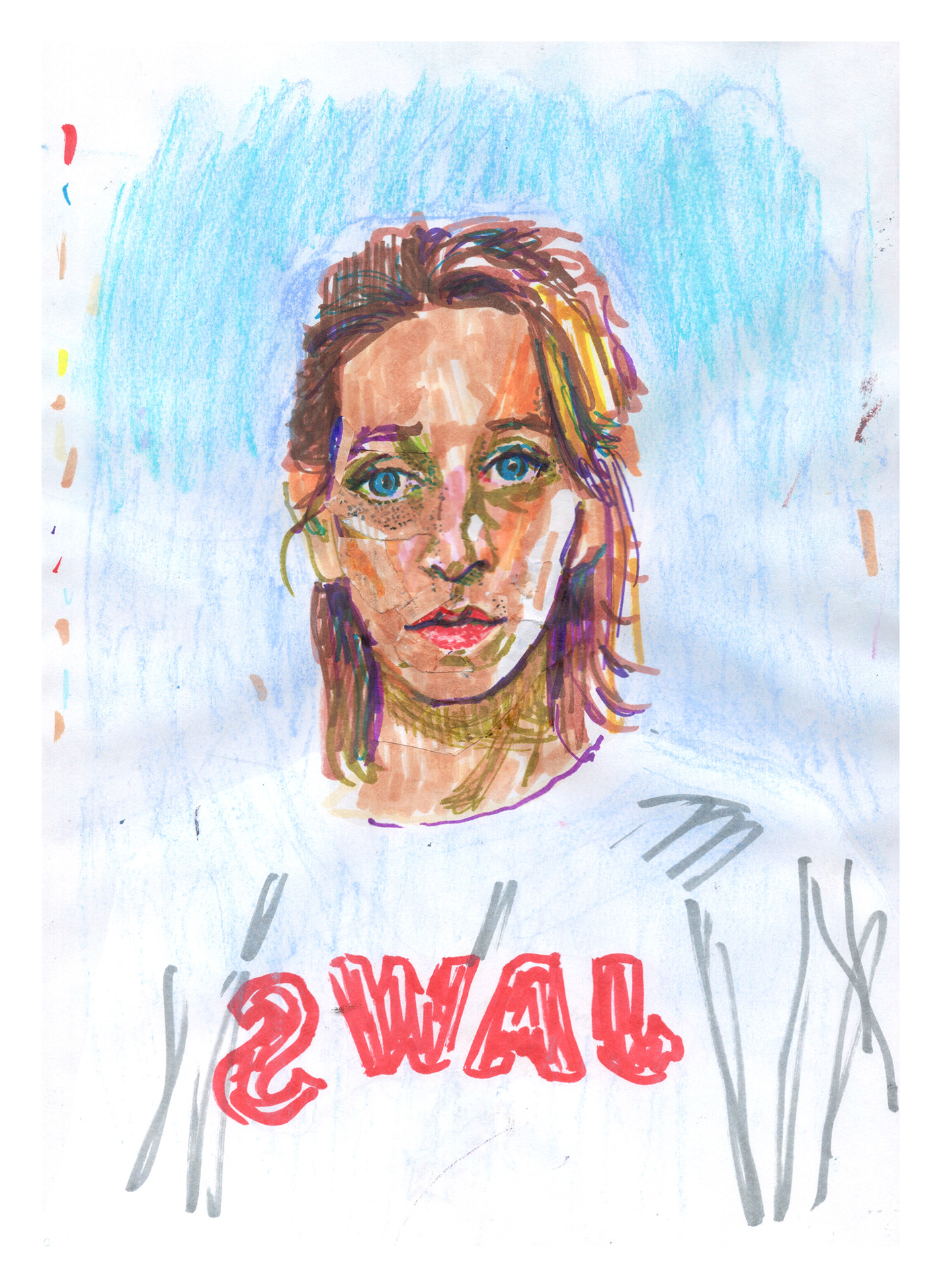 Drawing  sketch artist portrait woman Marker Drawing markers soft pastels fine art jaws